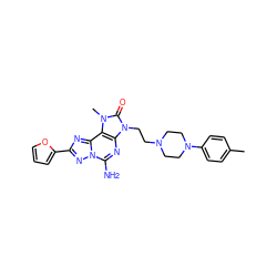 Cc1ccc(N2CCN(CCn3c(=O)n(C)c4c3nc(N)n3nc(-c5ccco5)nc43)CC2)cc1 ZINC000148687838