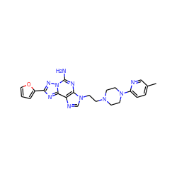 Cc1ccc(N2CCN(CCn3cnc4c3nc(N)n3nc(-c5ccco5)nc43)CC2)nc1 ZINC000028877551