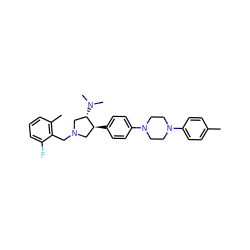 Cc1ccc(N2CCN(c3ccc([C@H]4CN(Cc5c(C)cccc5F)C[C@@H]4N(C)C)cc3)CC2)cc1 ZINC001772626379