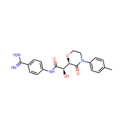 Cc1ccc(N2CCO[C@H]([C@@H](O)C(=O)Nc3ccc(C(=N)N)cc3)C2=O)cc1 ZINC000116180046