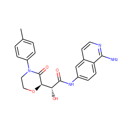 Cc1ccc(N2CCO[C@H]([C@@H](O)C(=O)Nc3ccc4c(N)nccc4c3)C2=O)cc1 ZINC000068208974