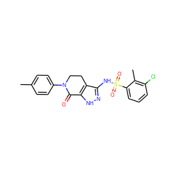 Cc1ccc(N2CCc3c(NS(=O)(=O)c4cccc(Cl)c4C)n[nH]c3C2=O)cc1 ZINC000096916152