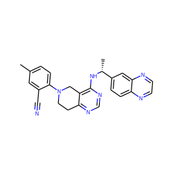 Cc1ccc(N2CCc3ncnc(N[C@H](C)c4ccc5nccnc5c4)c3C2)c(C#N)c1 ZINC000148486303