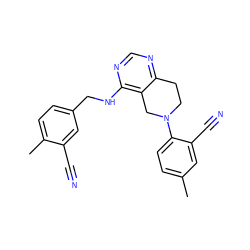 Cc1ccc(N2CCc3ncnc(NCc4ccc(C)c(C#N)c4)c3C2)c(C#N)c1 ZINC000148407008