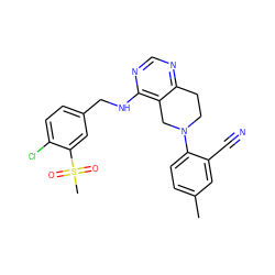 Cc1ccc(N2CCc3ncnc(NCc4ccc(Cl)c(S(C)(=O)=O)c4)c3C2)c(C#N)c1 ZINC000148400964