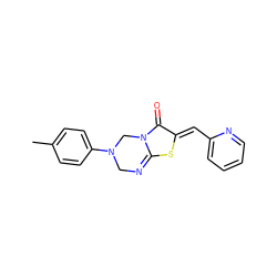 Cc1ccc(N2CN=c3s/c(=C\c4ccccn4)c(=O)n3C2)cc1 ZINC000000121145