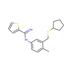 Cc1ccc(NC(=N)c2cccs2)cc1CSC1CCCC1 ZINC000169352376