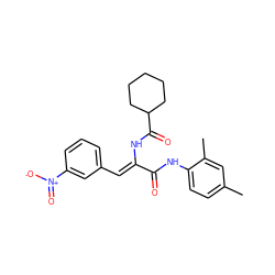 Cc1ccc(NC(=O)/C(=C/c2cccc([N+](=O)[O-])c2)NC(=O)C2CCCCC2)c(C)c1 ZINC000005196920