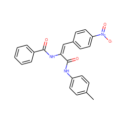 Cc1ccc(NC(=O)/C(=C\c2ccc([N+](=O)[O-])cc2)NC(=O)c2ccccc2)cc1 ZINC000004719755