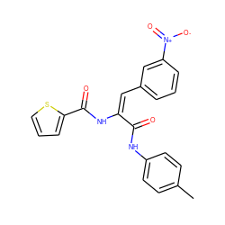 Cc1ccc(NC(=O)/C(=C\c2cccc([N+](=O)[O-])c2)NC(=O)c2cccs2)cc1 ZINC000004827826