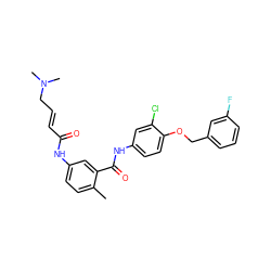 Cc1ccc(NC(=O)/C=C/CN(C)C)cc1C(=O)Nc1ccc(OCc2cccc(F)c2)c(Cl)c1 ZINC000096928319