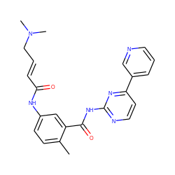 Cc1ccc(NC(=O)/C=C/CN(C)C)cc1C(=O)Nc1nccc(-c2cccnc2)n1 ZINC000096928321