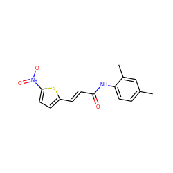 Cc1ccc(NC(=O)/C=C/c2ccc([N+](=O)[O-])s2)c(C)c1 ZINC000004078795