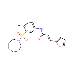 Cc1ccc(NC(=O)/C=C/c2ccco2)cc1S(=O)(=O)N1CCCCCC1 ZINC000006788836