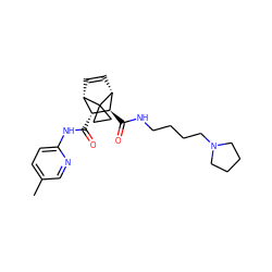 Cc1ccc(NC(=O)[C@@H]2[C@@H]3C=C[C@H]([C@H]2C(=O)NCCCCN2CCCC2)C32CC2)nc1 ZINC000168446029