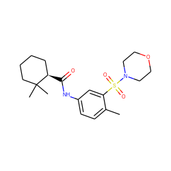 Cc1ccc(NC(=O)[C@@H]2CCCCC2(C)C)cc1S(=O)(=O)N1CCOCC1 ZINC000040900126