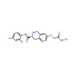 Cc1ccc(NC(=O)[C@@H]2Cc3ccc(OCC(=O)NO)cc3CN2)c(C)c1 ZINC000045358682