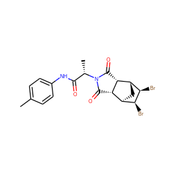 Cc1ccc(NC(=O)[C@H](C)N2C(=O)[C@@H]3[C@H]4C[C@@H]([C@H](Br)[C@@H]4Br)[C@@H]3C2=O)cc1 ZINC000239331247