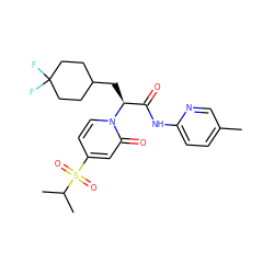 Cc1ccc(NC(=O)[C@H](CC2CCC(F)(F)CC2)n2ccc(S(=O)(=O)C(C)C)cc2=O)nc1 ZINC000071281082