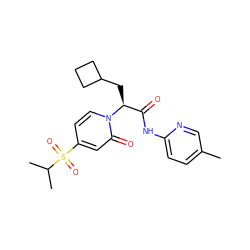 Cc1ccc(NC(=O)[C@H](CC2CCC2)n2ccc(S(=O)(=O)C(C)C)cc2=O)nc1 ZINC000071294610