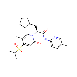 Cc1ccc(NC(=O)[C@H](CC2CCCC2)n2cc(C)c(S(=O)(=O)C(C)C)cc2=O)nc1 ZINC000071282405