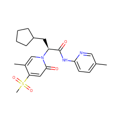 Cc1ccc(NC(=O)[C@H](CC2CCCC2)n2cc(C)c(S(C)(=O)=O)cc2=O)nc1 ZINC000071294271