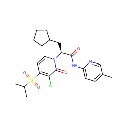 Cc1ccc(NC(=O)[C@H](CC2CCCC2)n2ccc(S(=O)(=O)C(C)C)c(Cl)c2=O)nc1 ZINC000071295419