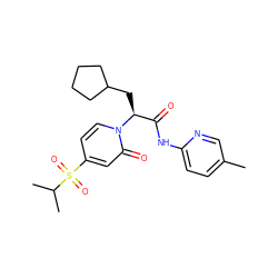 Cc1ccc(NC(=O)[C@H](CC2CCCC2)n2ccc(S(=O)(=O)C(C)C)cc2=O)nc1 ZINC000071281958