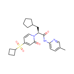 Cc1ccc(NC(=O)[C@H](CC2CCCC2)n2ccc(S(=O)(=O)C3CCC3)cc2=O)nc1 ZINC000071282242