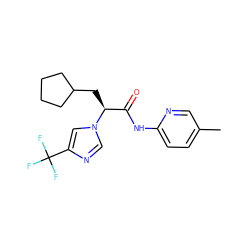 Cc1ccc(NC(=O)[C@H](CC2CCCC2)n2cnc(C(F)(F)F)c2)nc1 ZINC000095552077