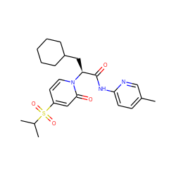 Cc1ccc(NC(=O)[C@H](CC2CCCCC2)n2ccc(S(=O)(=O)C(C)C)cc2=O)nc1 ZINC000071280925