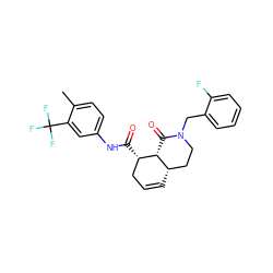 Cc1ccc(NC(=O)[C@H]2CC=C[C@H]3CCN(Cc4ccccc4F)C(=O)[C@@H]23)cc1C(F)(F)F ZINC000139260915