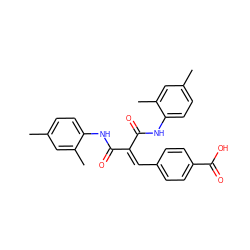 Cc1ccc(NC(=O)C(=Cc2ccc(C(=O)O)cc2)C(=O)Nc2ccc(C)cc2C)c(C)c1 ZINC000009491877