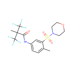 Cc1ccc(NC(=O)C(C)(C(F)(F)F)C(F)(F)F)cc1S(=O)(=O)N1CCOCC1 ZINC000040893436