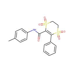 Cc1ccc(NC(=O)C2=C(c3ccccc3)S(=O)(=O)CCS2(=O)=O)cc1 ZINC000003210243