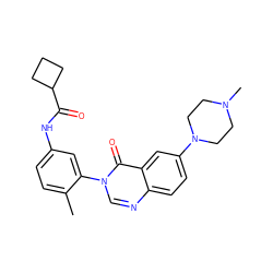 Cc1ccc(NC(=O)C2CCC2)cc1-n1cnc2ccc(N3CCN(C)CC3)cc2c1=O ZINC000084652173