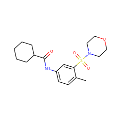 Cc1ccc(NC(=O)C2CCCCC2)cc1S(=O)(=O)N1CCOCC1 ZINC000007265059