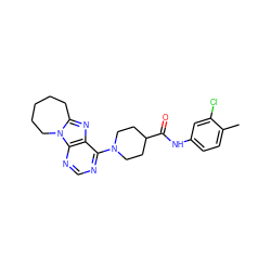 Cc1ccc(NC(=O)C2CCN(c3ncnc4c3nc3n4CCCCC3)CC2)cc1Cl ZINC000015943243