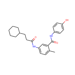 Cc1ccc(NC(=O)CCC2CCCCC2)cc1C(=O)Nc1ccc(O)cc1 ZINC000013757512