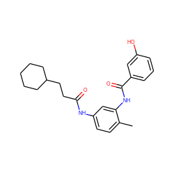 Cc1ccc(NC(=O)CCC2CCCCC2)cc1NC(=O)c1cccc(O)c1 ZINC000013757497