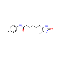 Cc1ccc(NC(=O)CCCCC[C@@H]2NC(=O)N[C@@H]2C)cc1 ZINC000002873958