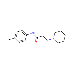 Cc1ccc(NC(=O)CCN2CCCCC2)cc1 ZINC000000176402