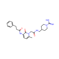 Cc1ccc(NC(=O)CCc2ccccc2)c(=O)n1CC(=O)NCC1CCN(C(=N)N)CC1 ZINC000029314353