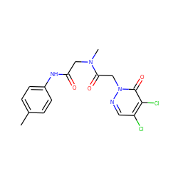 Cc1ccc(NC(=O)CN(C)C(=O)Cn2ncc(Cl)c(Cl)c2=O)cc1 ZINC000003323729