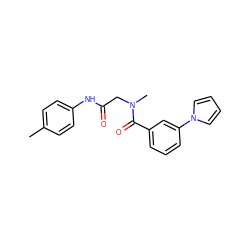 Cc1ccc(NC(=O)CN(C)C(=O)c2cccc(-n3cccc3)c2)cc1 ZINC000008140133