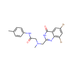 Cc1ccc(NC(=O)CN(C)Cc2nc3c(Br)cc(Br)cc3c(=O)[nH]2)cc1 ZINC000013598302