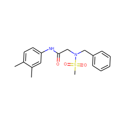 Cc1ccc(NC(=O)CN(Cc2ccccc2)S(C)(=O)=O)cc1C ZINC000000366405