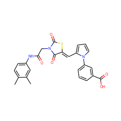 Cc1ccc(NC(=O)CN2C(=O)S/C(=C\c3cccn3-c3cccc(C(=O)O)c3)C2=O)cc1C ZINC000002057477