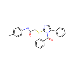 Cc1ccc(NC(=O)CSc2ncc(-c3ccccc3)n2C(=O)c2ccccc2)cc1 ZINC000001224384