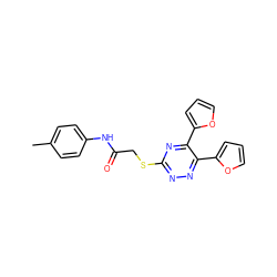 Cc1ccc(NC(=O)CSc2nnc(-c3ccco3)c(-c3ccco3)n2)cc1 ZINC000000882772